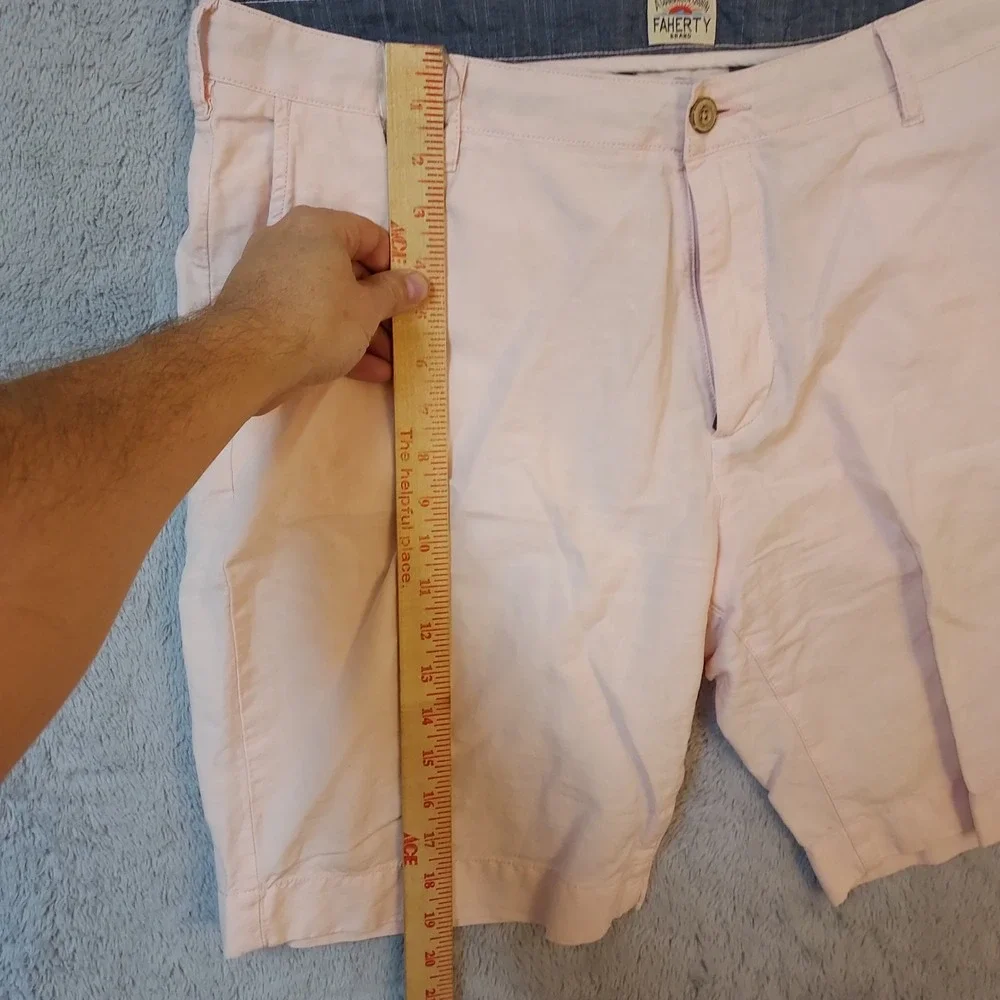 Faherty Shorts Mens 36 Linen Blend Pink Chino Preppy Beach Casual Pockets